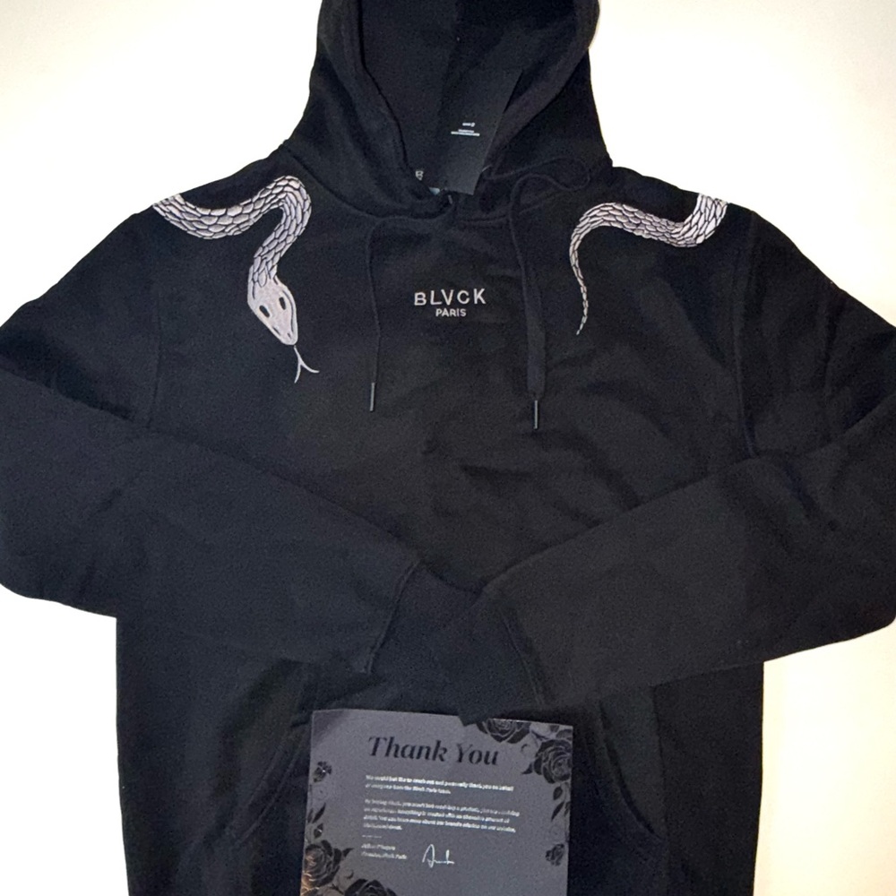 Black Hoodie with Snake Motif